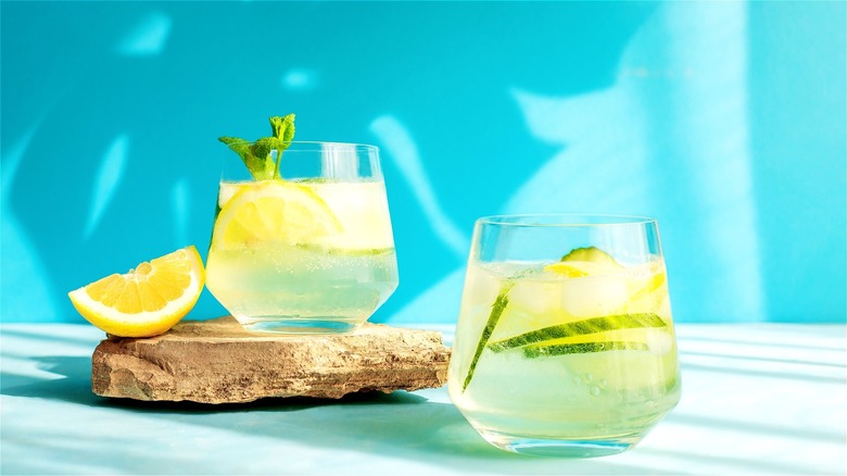 Two glasses of cucumber lemonade 