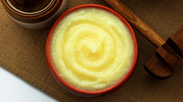 cow ghee in rustic bowl