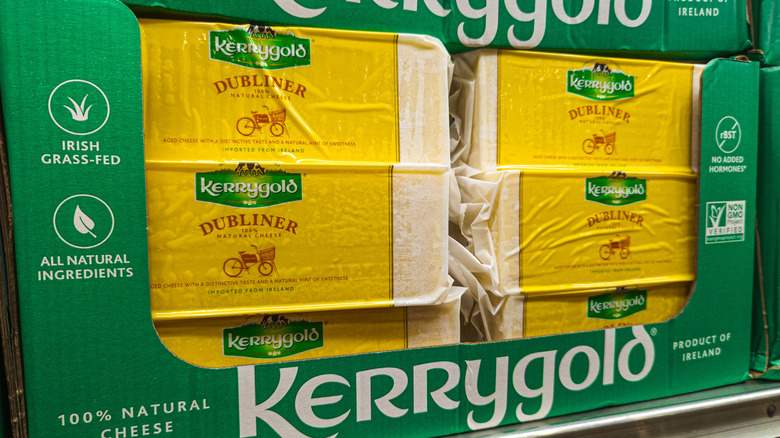 A block of Kerrygold sharp Irish cheddar