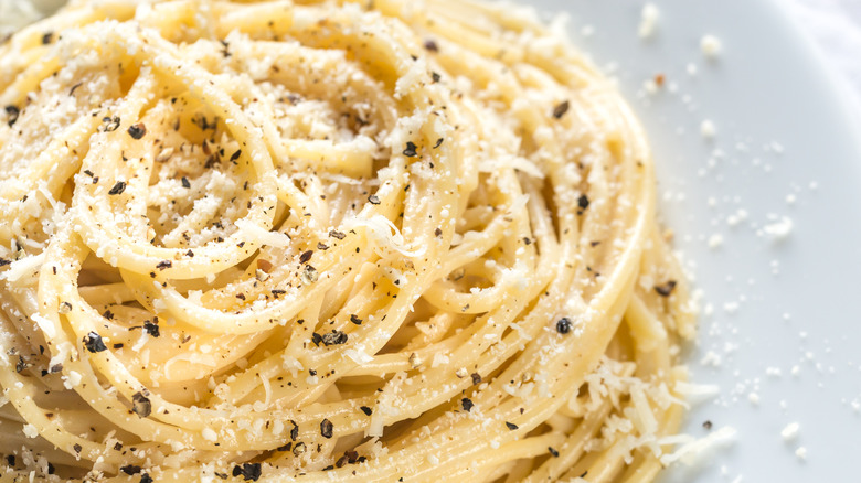 Pasta with Parmesan cheese and pepper