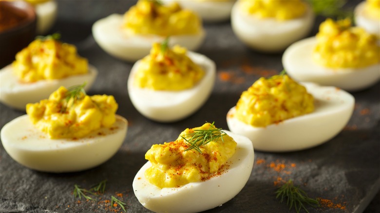 Deviled eggs with fresh dill