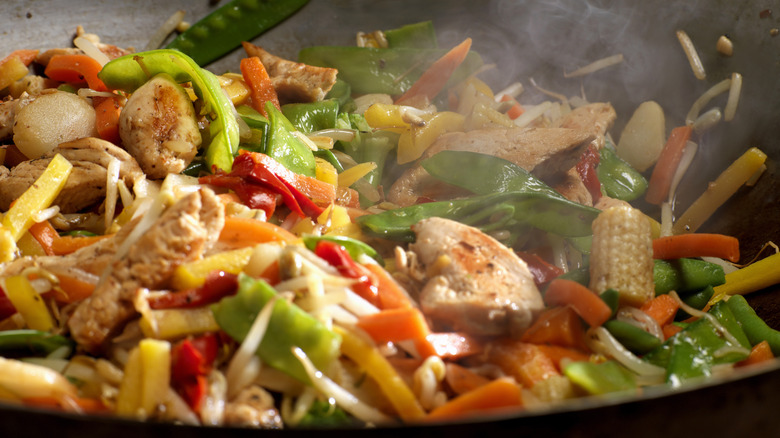 stir fry in hot pan