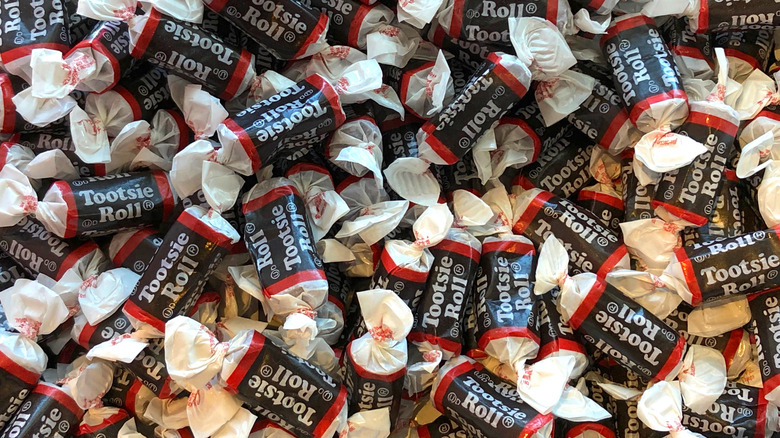Pile of wrapped Tootsie Rolls.