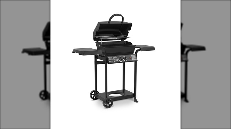 Huntington 2-burner grill with the lid open
