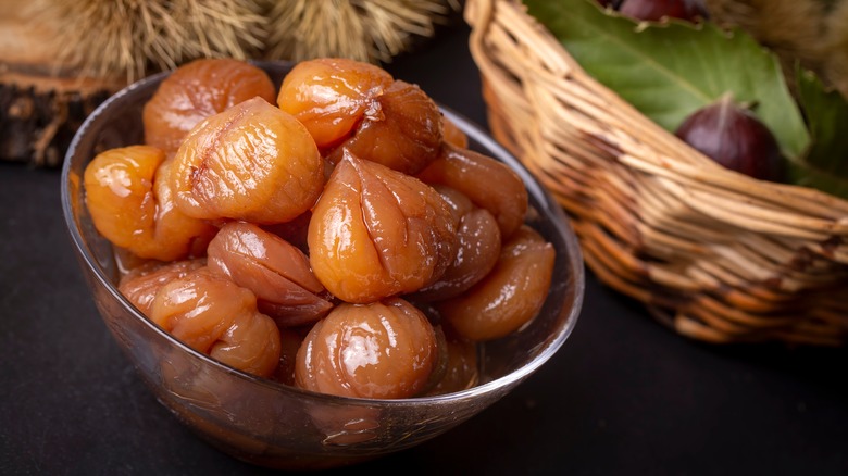 Chestnuts in a glass bowl