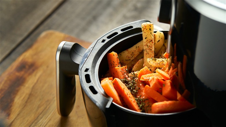 Sliced carrots in air fryer
