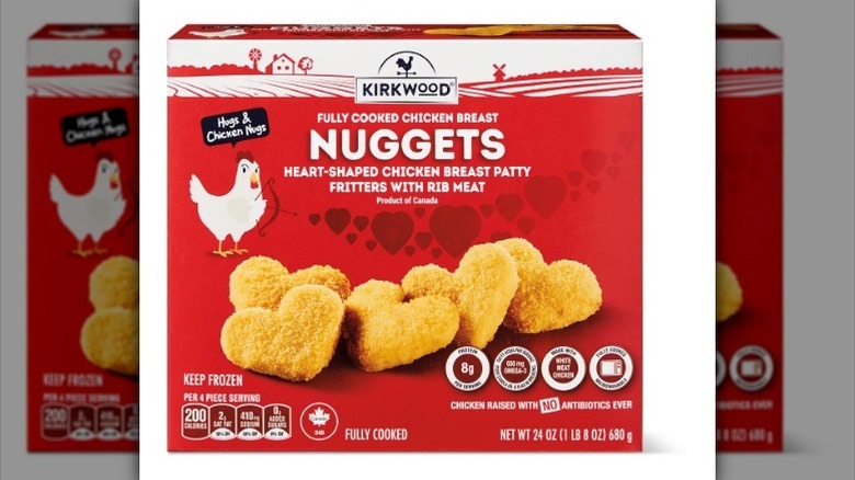 Heart nuggets on white background.