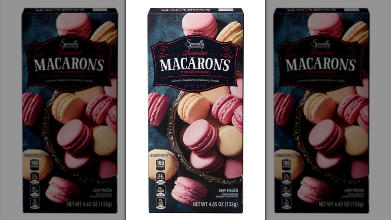 Box of Specially Selected Assorted Valentine's Macarons against white background.