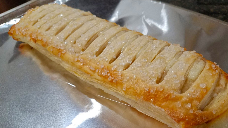 Aldi Apple Mascarpone Strudel baked on tinfoil