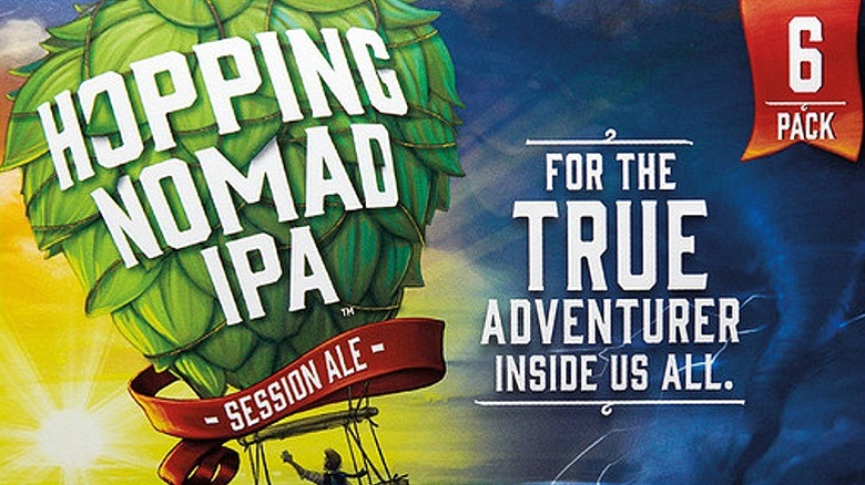 Packaging for a 6-pack of Hopping Nomad Session IPA