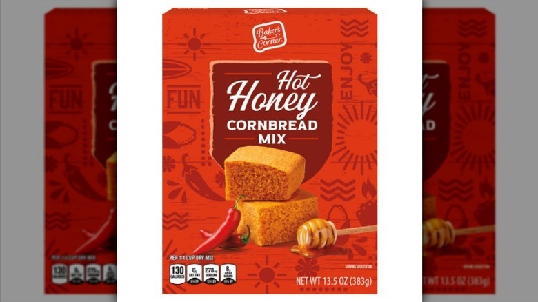 Hot honey cornbread mix on white background