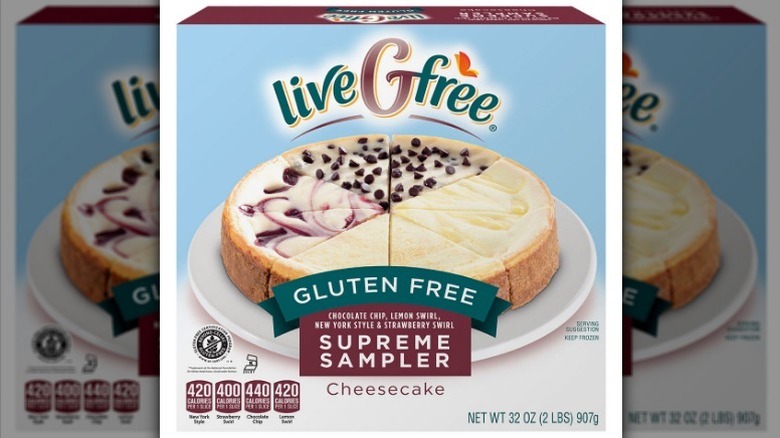Gluten free cheesecake on white background