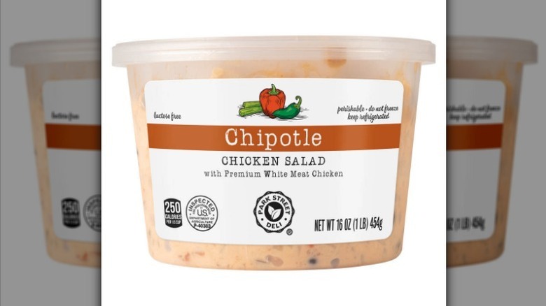 Chipotle chicken salad on white background