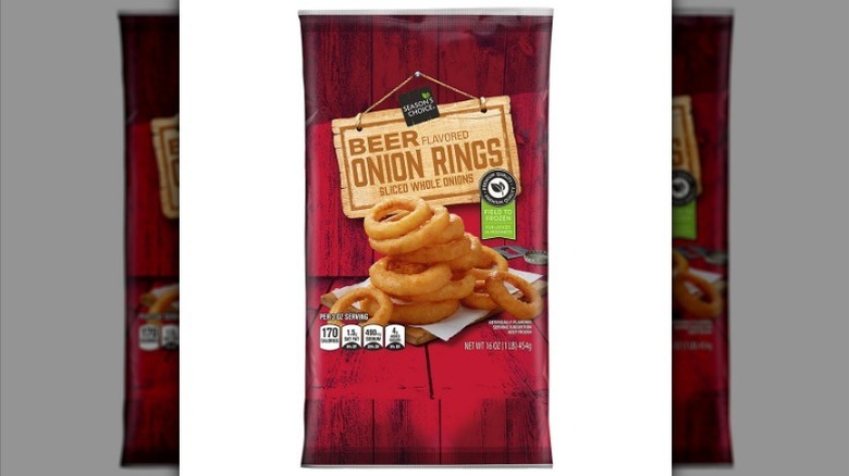 Onion rings on white background