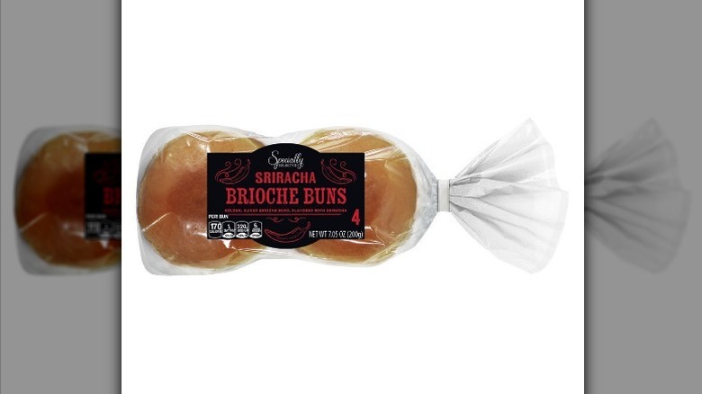 Sriracha brioche buns on white background