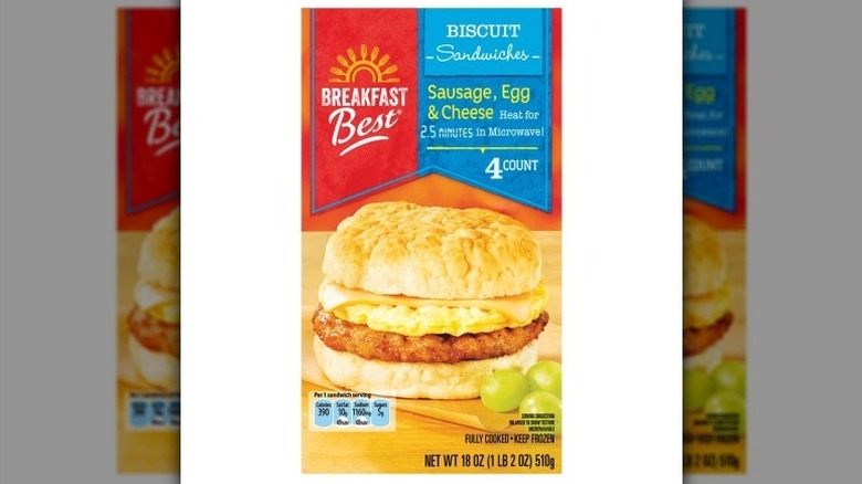 Biscuit breakfast sandwich box on white background