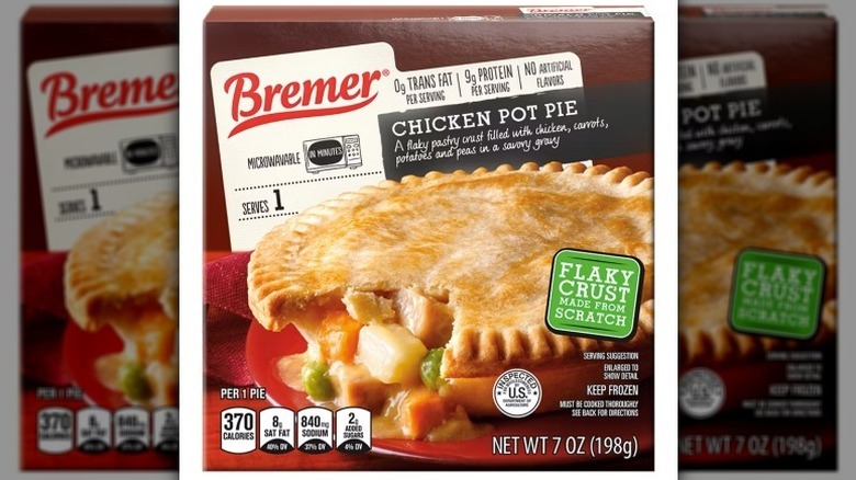 Chicken pot pie box on white background
