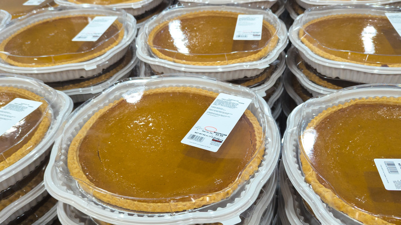 Costco pumpkin pies in display packaging
