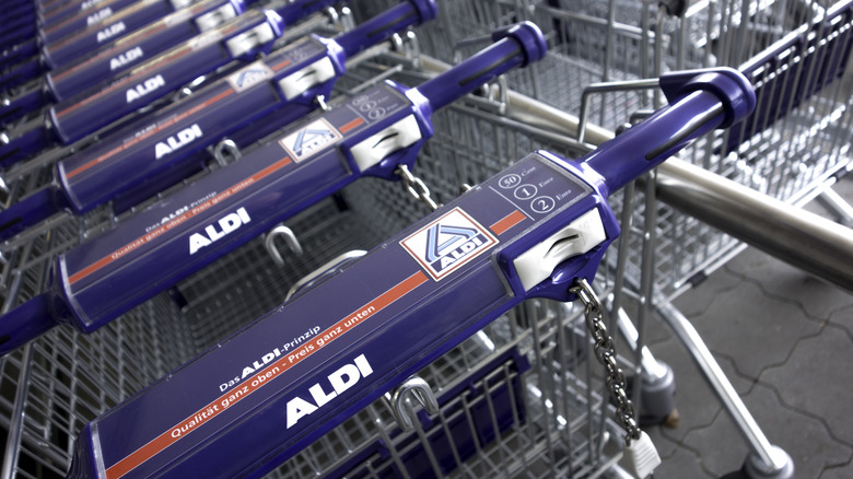 row of Aldi carts