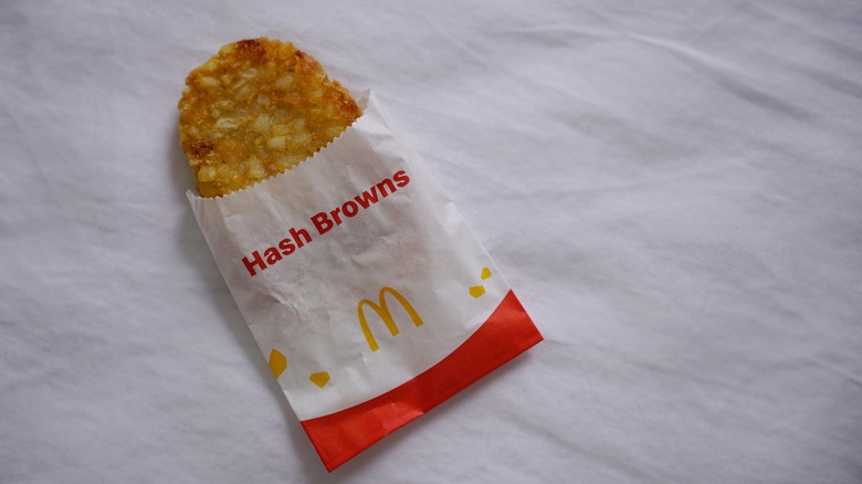 McDonald's hash browns on white background