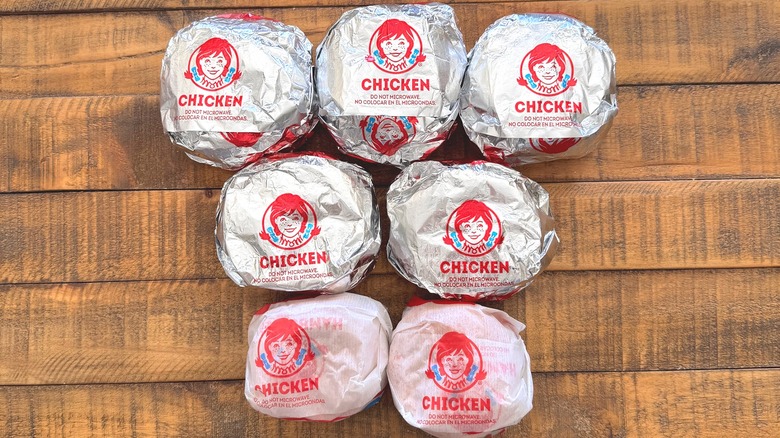 Wrapped chicken sandwiches from Wendy's