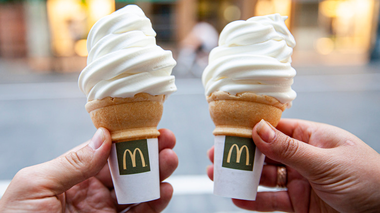 Two McDonald's ice cream cones