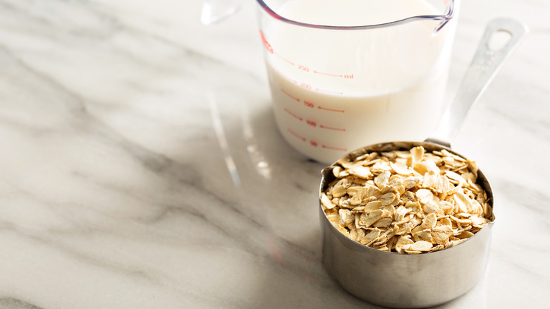 milk in measuring cup 