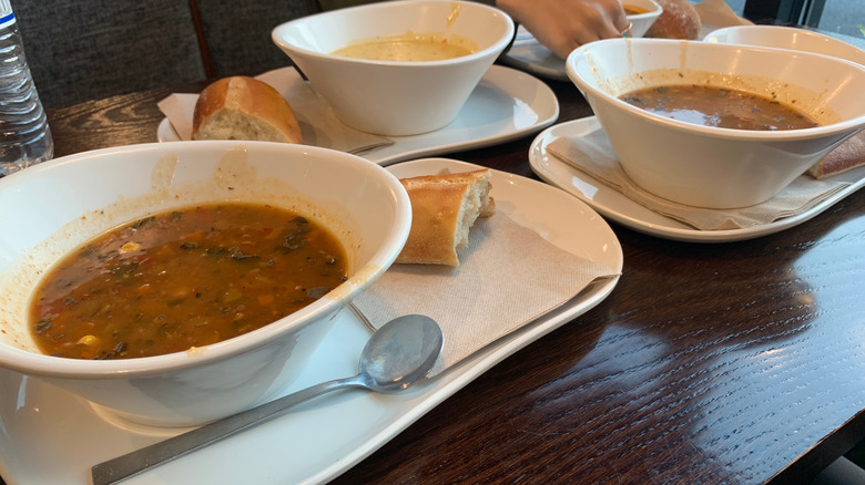Bowls of soup at Panera Bread
