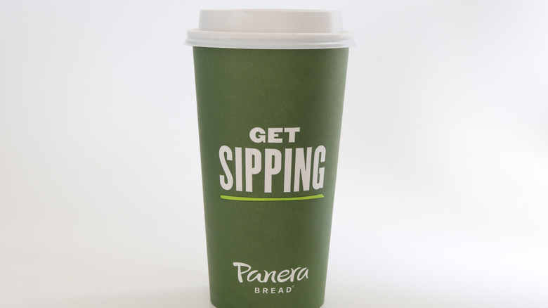 Panera Bread Get Sipping coffee cup