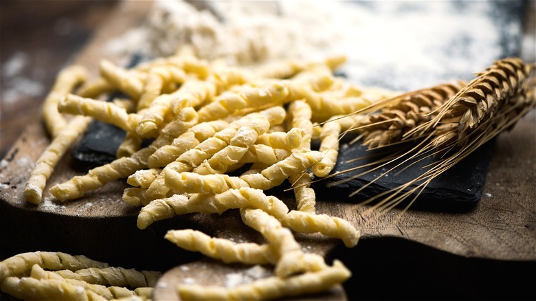 Homemade busiate pasta