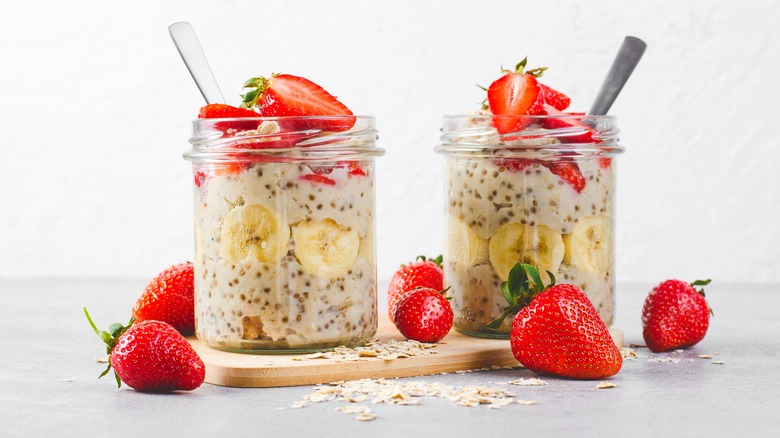 Two jars of overnight oats