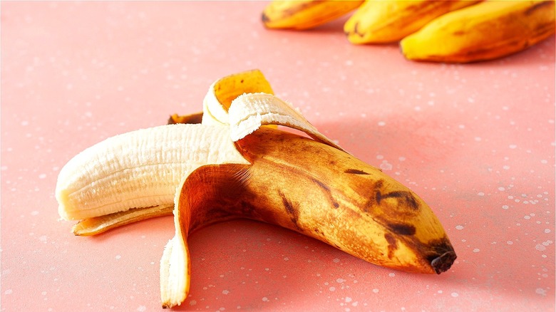 Peeled ripe banana
