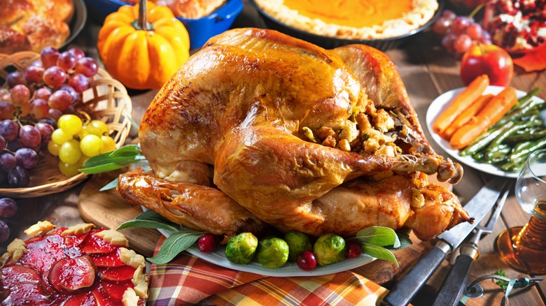 Cooked turkey on a table