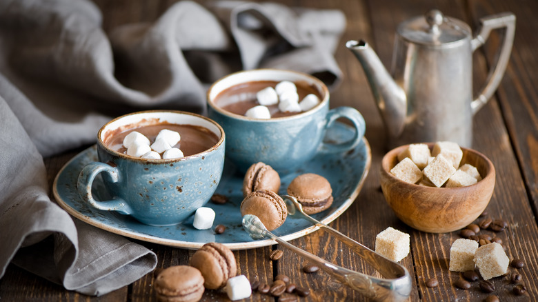 Hot chocolate in cups