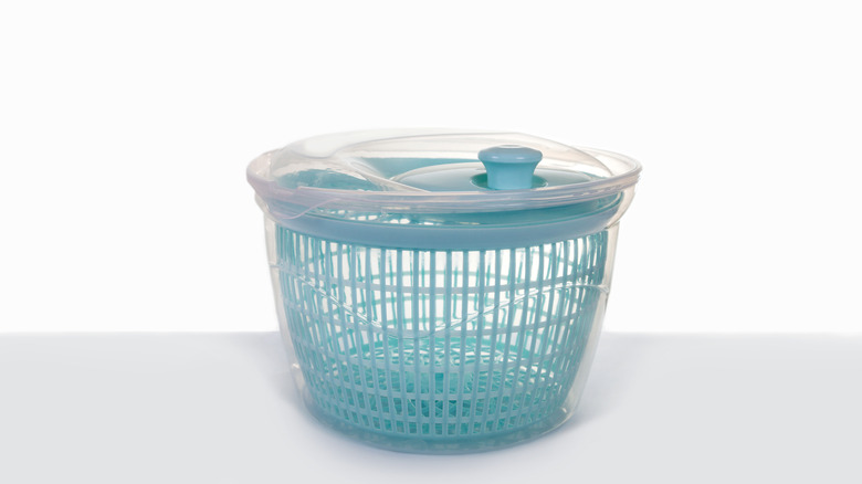 A centrifugal salad spinner