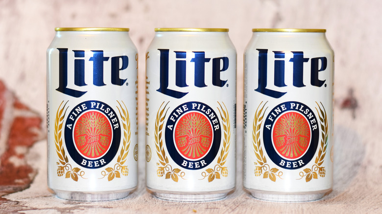Three cans of Miller Lite