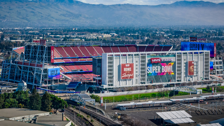 Levi's Stadium decorated for Super Bowl LX