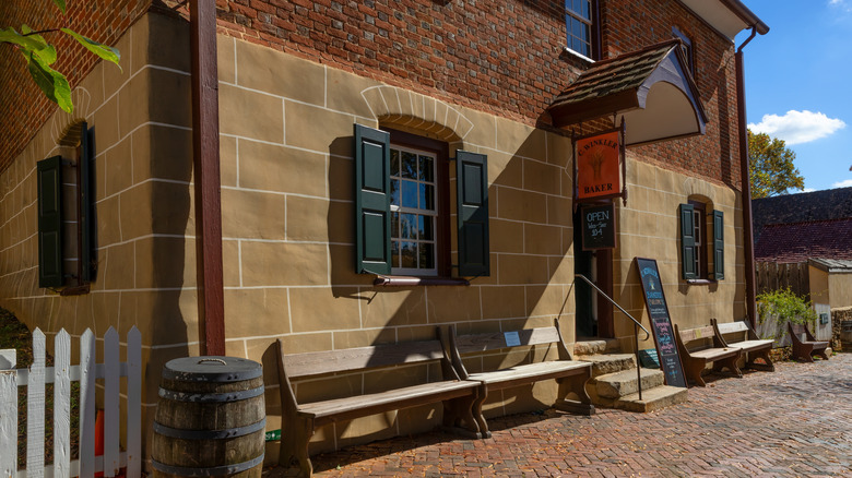 Side view of Winkler Bakery's historic storefront