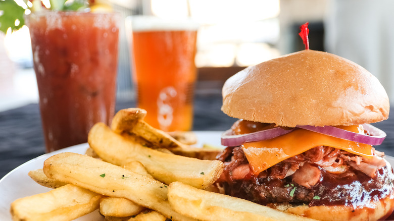 burger and bloody mary 