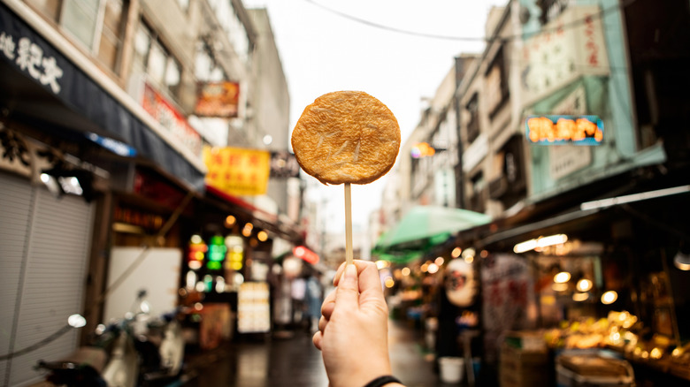 Fried fish paste street food in Singapore