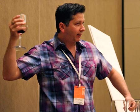 Anthony Giglio giving demonstrating how not to hold a glass.