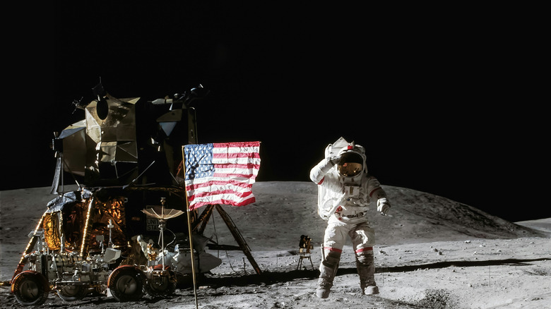 Astronaut lands on moon