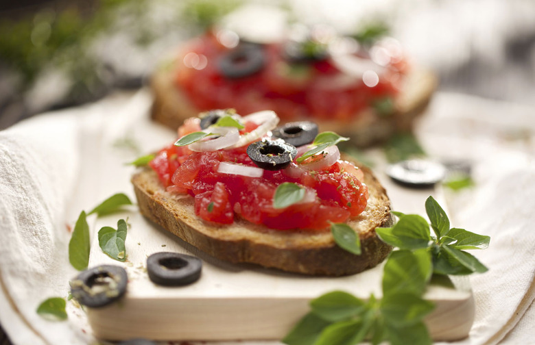 Tomato Bruschetta on Toasted Whole-Grain Baguette