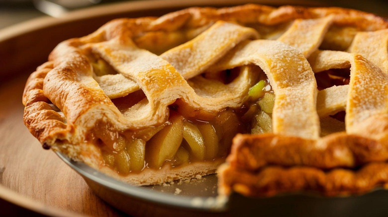 Apple pie missing one slice.