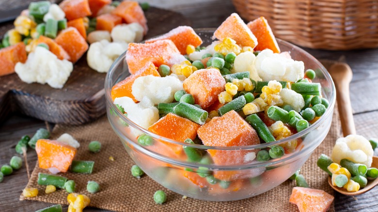 bowl of frozen vegetables