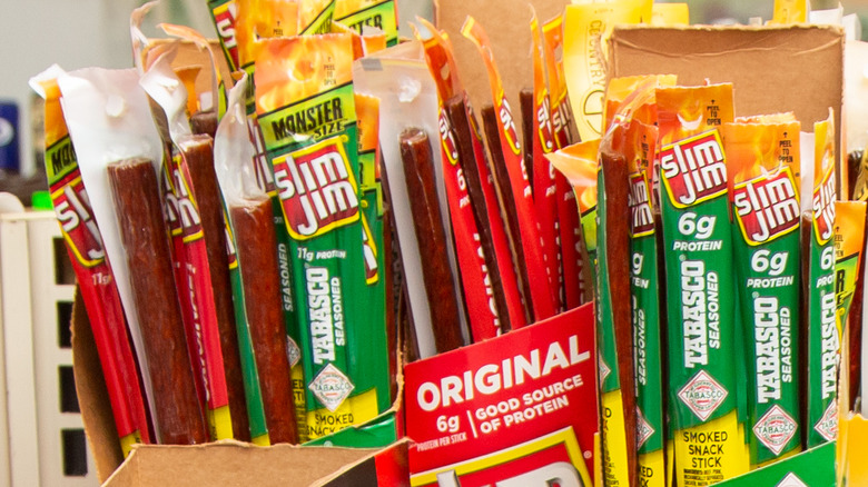Slim Jim's on a market shelf
