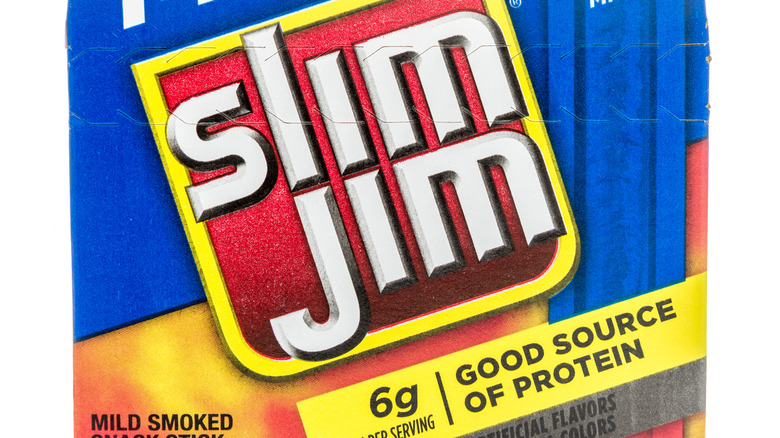 Close up of a Slim Jim box