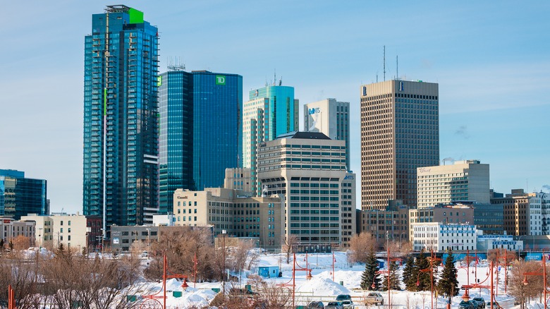 Winnipeg skyline in winter
