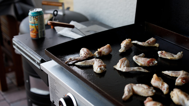 Chicken wings on Blackstone griddle