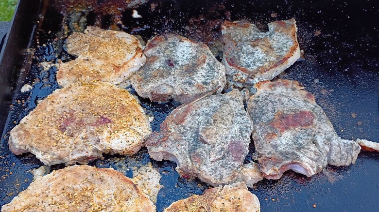 Pork chops on Blackstone griddle